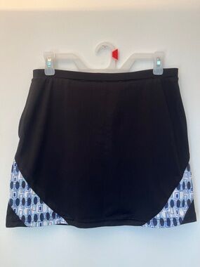 Izod Black Skort with Blue Patterned Insets